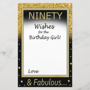 Papier Quatre-vingt-dix voeux pour la fille d'anniversair