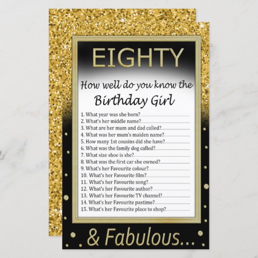 Papier Quatre-vingts Tu connais bien la fille d'anniversa (Devant / Derrière)