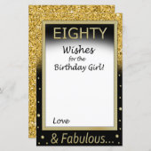 Papier Quatre-vingts voeux pour la fille d'anniversaire (Devant / Derrière)