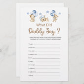 Papier Que Daddy A Dit Teddy Bear Baby shower (Devant / Derrière)