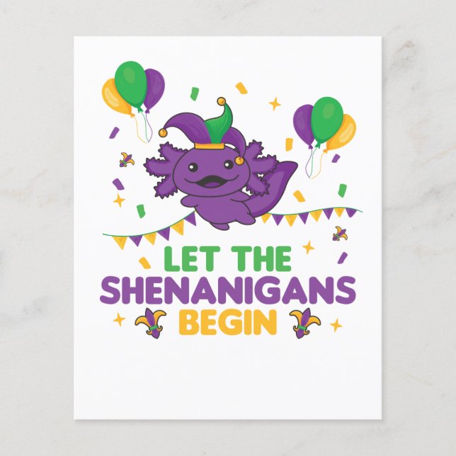 Papier Que Les Shenanigans Commencent Mardi Gras Axolotl (Devant)