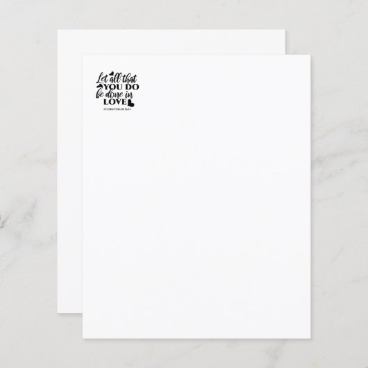 Papier Que tout soit fait dans l'amour - 1 Co 16:14 (Devant / Derrière)