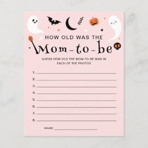 Papier Quel âge a Maman Pink Halloween Baby shower jeu