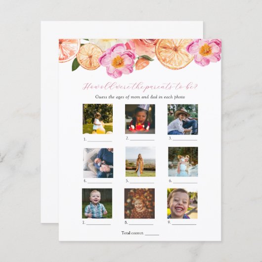 Papier Quel Âge Avaient-Ils Baby shower Jeu (Devant / Derrière)