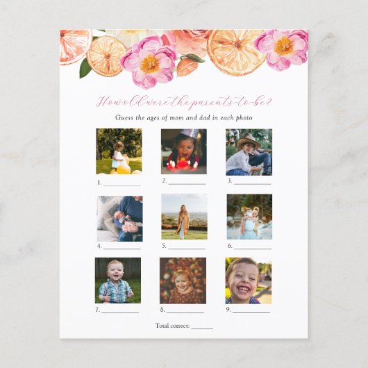 Papier Quel Âge Avaient-Ils Baby shower Jeu (Devant)