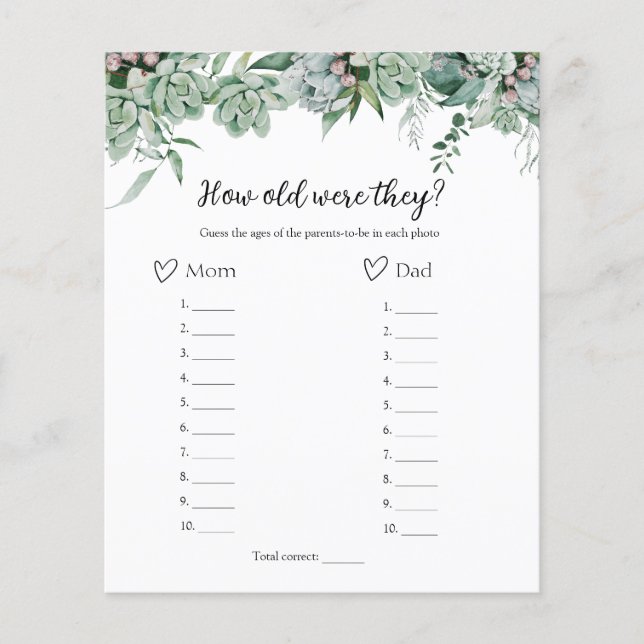 Papier Quel Âge Avaient-Ils Baby shower Jeu (Devant)