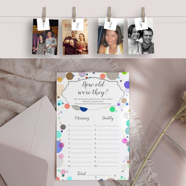 Papier Quel âge avaient-ils, devinez l'âge Baby shower je (How old were they?)