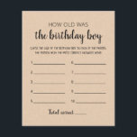 Papier Quel âge avait Birthday boy Birthday Party<br><div class="desc">Achetez ce jeu et profitez d'une haute qualité Quel âge était Anniversaire garçon Jeu pour votre événement! Conception papier Kraft.</div>