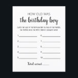 Papier Quel âge avait Birthday boy Birthday Party<br><div class="desc">Achetez ce jeu et profitez d'une haute qualité Quel âge était Anniversaire garçon Jeu pour votre événement! Design noir et blanc.</div>