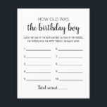 Papier Quel âge avait Birthday boy Birthday Party<br><div class="desc">Achetez ce jeu et profitez d'une haute qualité Quel âge était Anniversaire garçon Jeu pour votre événement! Design noir et blanc.</div>