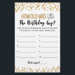 Papier Quel âge avait Birthday boy Birthday Party<br><div class="desc">Achetez ce jeu et profitez d'une haute qualité Quel âge était Anniversaire garçon Jeu pour votre événement! Design Gold Confetti.</div>