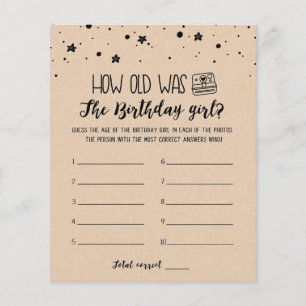 Papier Quel âge avait Birthday girl Jeu de fête d'anniver