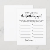 Papier Quel âge avait Birthday girl Jeu de fête d'anniver (Devant / Derrière)