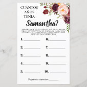 Papier Quel âge avait Elle nuptiale douche anglais jeu es (Dos)