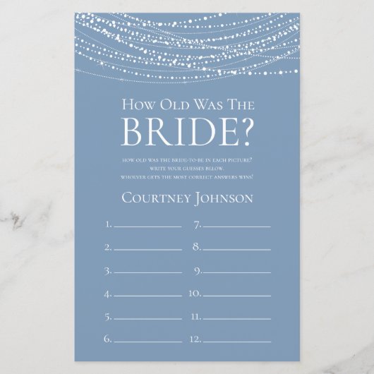 Papier Quel Âge Avait La Mariée Dusty Blue Lights (Devant)