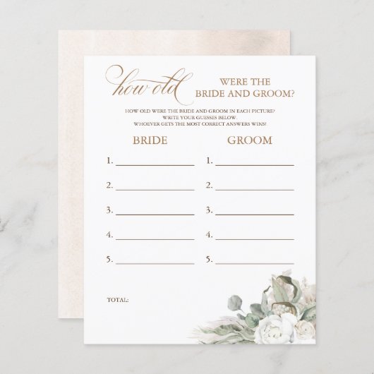 Papier Quel Âge Avait La MARIÉE ET LE Jeu DE GROUPE (Devant / Derrière)