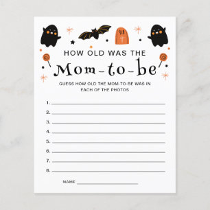 Papier Quel âge avait la mère Halloween Baby shower Jeu