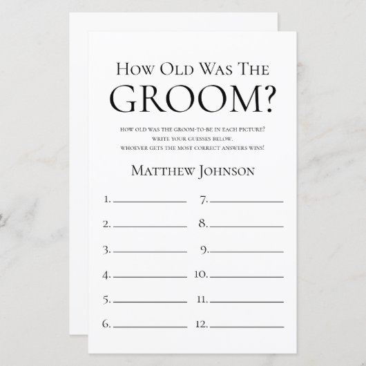 Papier Quel Âge Avait La Salle (Devant / Derrière)