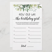 Papier Quel Âge Avait Le Jeu De Fille Anniversaire (Devant / Derrière)