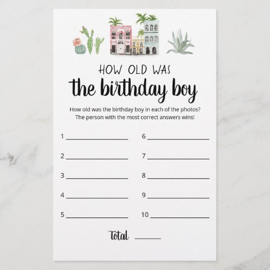 Papier Quel Âge Avait Le Jeu De Garçon Anniversaire (Devant)