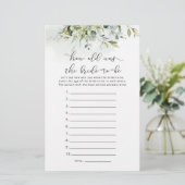 Papier Quel âge avait le jeu de la future mariée ? (Debout devant)