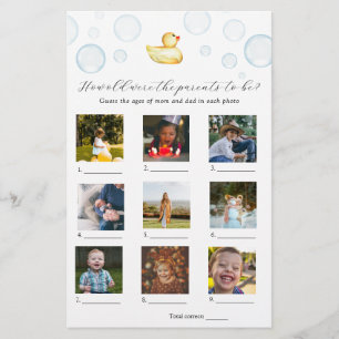 Papier Quel Âge Ont-Ils Été En Caoutchouc Baby shower Jeu