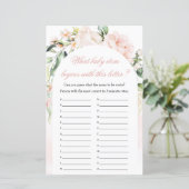 Papier Quel bébé Élément Blush Baby shower Jeu (Debout devant)