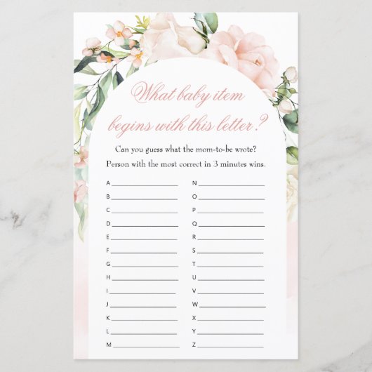 Papier Quel bébé Élément Blush Baby shower Jeu (Devant)