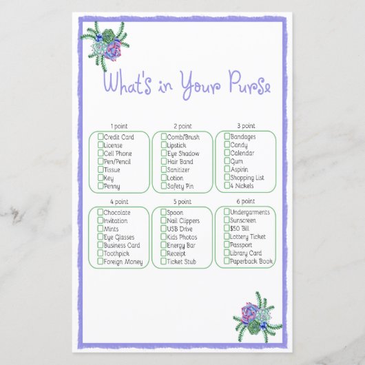 Papier Quel est dans votre sac à main succulent jeu de Fê (Devant)