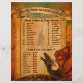 Papier Quel est le nom de votre dragon imprimable (Devant)