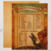 Papier Quel est le nom de votre dragon imprimable (Devant / Derrière)