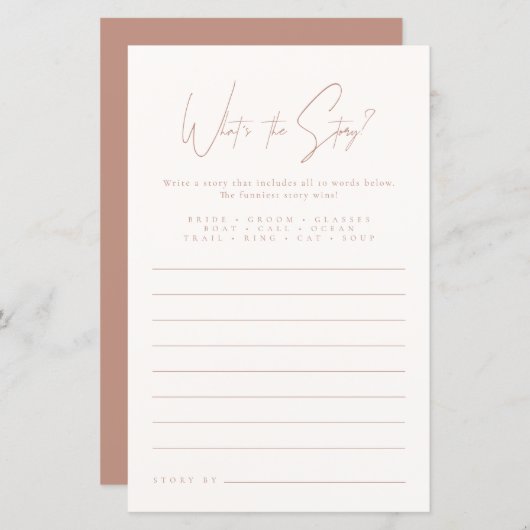 Papier Quel est l'histoire | Jeu de Salle de Fête de Mari (Devant / Derrière)