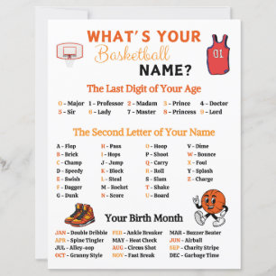 Papier Quel est votre nom de jeu de basket-ball