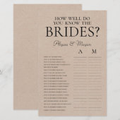 Papier Quelle Connaissance Avez-Vous des Mariées Rustique (Devant / Derrière)