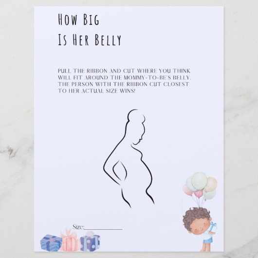 Papier Quelle taille a son Baby shower du ventre Jeu (Devant)