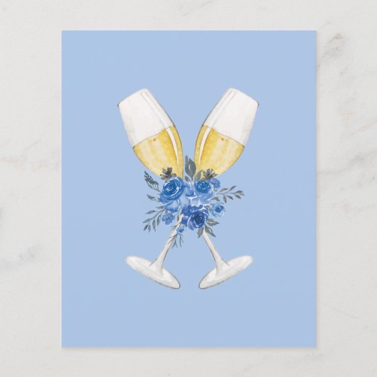 Papier Quelque chose Blue Floral Fête des mariées Devinez (Dos)