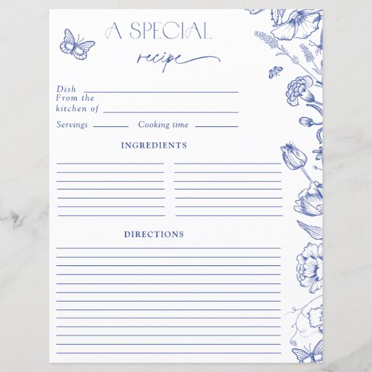 Papier Quelque Chose de Bleu Élégant Recette de Réception (Dos)