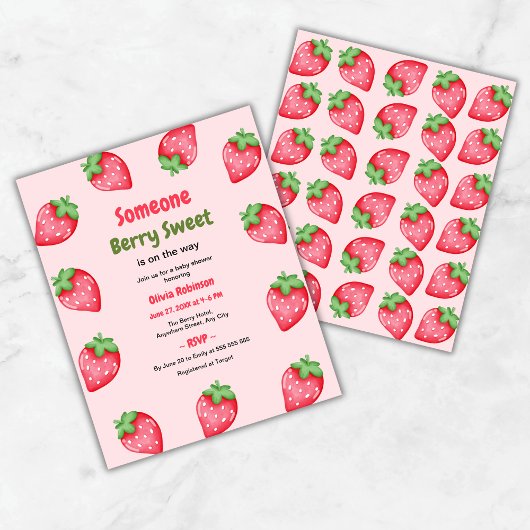 Papier Quelqu'un Berry Sweet Strawberry Baby shower Invit