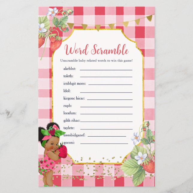 Papier Quelqu'un Berry Sweet Strawberry Word Scramble Jeu (Devant)