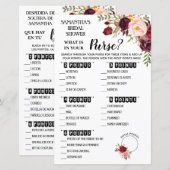 Papier Qu'est-ce que dans votre Purse douche Anglais espa (Devant / Derrière)