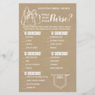 Papier Qu'est-ce que dans votre Purse rustique douche jeu