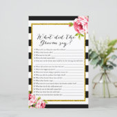 Papier Qu'est-ce que le marié a dit - Jeu de Baby Shower (Debout devant)