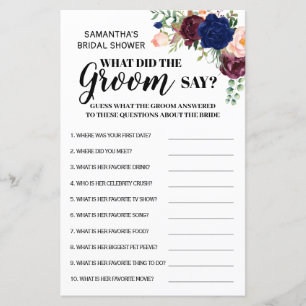 Papier Qu'est-ce que le marié a dit jeu de baby shower bi