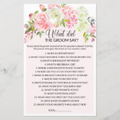 Papier Qu'est-ce que le marié a dit jeu de douche nuptial (Devant)