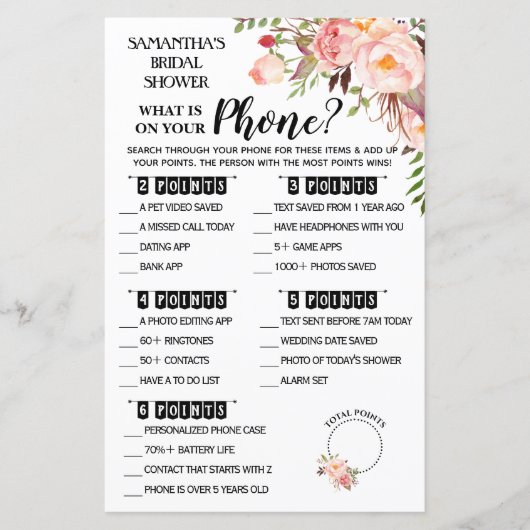 Papier Qu'est-ce qu'il y a sur votre Phone douche anglais (Devant)