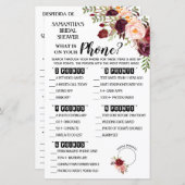 Papier Qu'est-ce qu'il y a sur votre Phone douche anglais (Devant / Derrière)