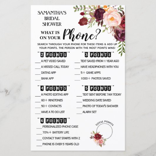 Papier Qu'est-ce qu'il y a sur votre Phone douche anglais (Devant)