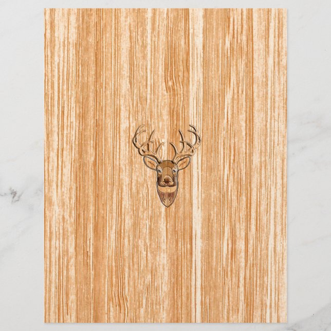 Papier Queue blanche Buck Tête de cerf Bois Grain (Devant)