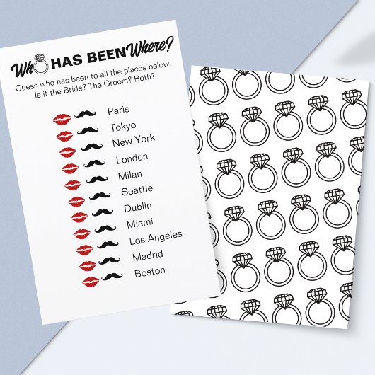 Papier Qui A Été Où ? Jeu de voyage Fête des mariées