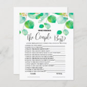 Papier Qui connaît Couple meilleur Greenery jeu nuptiale (Devant / Derrière)